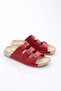 Women's Buckle Three-Striped Slippers Red 263102623 - 2