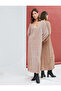 Midi Polka Dot Dress V-Neck Pleated Bat Sleeve Loose Fit - 2