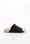 Women's Buckle Three-Striped Slippers Black 263102623