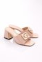 Ecru Patent Leather Women's Slippers - Letter g Embroidered 352633539 - 2