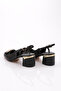 Women's Stone Buckle Heeled Shoes Black 352513539 - 3