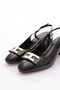 Women's black patent leather heeled shoes with stone embellishments - style 352513539 - 4