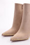 Women's Heeled Boots Beige Suede 63772859 - 4