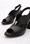 Black Genuine Leather Women's Heeled Sandals - 261135108 - 4