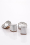 Women's Stone Decorated Heeled Slippers Silver Metallic 2121662621 - 3