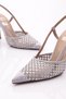 Women's Back-Tie Heeled Evening Dress Shoes Silver Satin 7815535 - 4