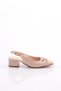 Women's Back Tie Buckle Heeled Shoes Beige Laser 214102621