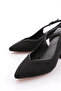 Women's Open Back Pointed Toe Heeled Shoes Black Nubuck 217112621 - 4