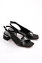 Women's Stripe Low Heel Shoes Black Nubuck 21521033 - 2