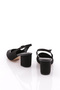 Women's Open Back Pointed Toe Heeled Shoes Black Nubuck 217112621 - 3