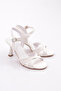 Women's Cross Stripe Heeled Shoes White 10323534 - 2
