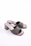Women's Goblet Heeled Stone Decorated Heeled Slippers Platinum Metallic 2121452621 - 2