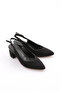 Women's Open Back Pointed Toe Heeled Shoes Black Nubuck 217112621 - 2
