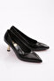 Women's Pointed Toe Low-Cut Heeled Shoes Black Patent Leather 451221029 - 2