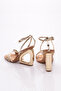 Women's Ankle Wrap Heeled Evening Dress Shoes Gold Mirror 353933210 - 3