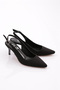 Women's Open Back Heeled Shoes Black Nubuck 61133564 - 2