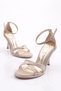Women's Cross Strap Heeled Evening Dress Shoes Gold Lurex 354233210 - 4