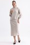 Women's Half Turtleneck Asymmetrical Sweater and Strappy Ribbed Dress Double Knitwear Set - 5