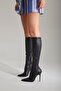Carina Stretch Black Matte 10 cm Women's Boots, Heeled Boots - 7