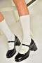 T 820059108   Black Patent Leather Thick Heeled Women's Shoes - 4