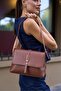 Tan Women's Merry Gold Buckle Detailed Hand and Shoulder Bag
