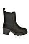 T 726981602   Black Suede Elastic Thick Heeled Women's Boots - 5