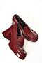 T 569013708   Burgundy Patent Leather Thick Heeled Women's Shoes - 7
