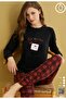 Christmas Themed Checkered t Ermaly Soft Pajamas Set