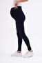 Maternity Stretchy Cotton Leggings with Adjustable Waist Navy Blue - 5