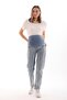 Pregnancy Stretchy Belly-Banded Adjustable-Waist Mom Fit Jeans Blue - 5