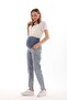 Pregnancy Stretchy Belly-Banded Adjustable-Waist Mom Fit Jeans Blue - 3