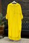 Collared Buttoned Long Linen Dress with Pockets