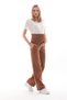 Maternity Wide Leg Stretchy Sweatpants with Adjustable Waistband and Elastic Waistband, Brown - 6