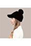 Black Pompom Plush Cap Women's Hat - 3