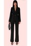 Black Striped Women's Blazer Jacket and Flared Trousers Set