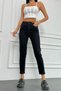 By-2132 Black Lycra Mom Jean High Waist Jeans Skinny Leg Denim Pants