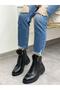 Black Leather (Sera) Zipper Detail Women's Boots