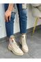 Beige Leather (Sera) Zipper Detail Women's Boots - 6