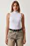 Turtleneck Sleeveless Knitted Blouse White Lgt0007 - 4