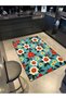 Paris Collection Blue Themed Floral Flower Motifs Patterned Modern Decorative Carpet 94