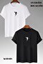 Men's Crew Neck Oversize Loose Fit Cotton Summer Basic Black and White T-Shirt