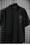 Unisex Oversize T-Shirt Baykuş Bakı Black - 2
