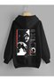 Black Unisex Hooded Sweatshirt Planet Print