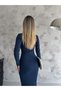 Women's Mock Neck Corded Fabric Stretch Fabric Ribbed Knit fabric hijab suitable long pencil dress height 135 cm - 3