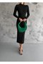 Women's Mock Neck Corded Fabric Stretch Fabric Ribbed Knit fabric hijab suitable long pencil dress height 135 cm