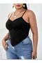 Shoulder Strap, Front-Tie, Plus Size Bustier Blouse with Lycra - 2