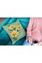4-Piece Digital Printed Gift Sofa Set - Green Yellow Leafy Flower Pattern - 2