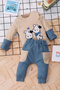 Baby Boy Set with Scarf and Dog Patterned Cotton 6 Months, 12 Months, 18 Months, 2Y