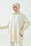 Knitwear Fabric Oversize Cream Sweater and High Waist Pants Bottom Top Modest Hijab Knitwear Set 7000 - 2