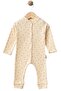 Leaf Patterned Beige Snap-On Jumpsuit